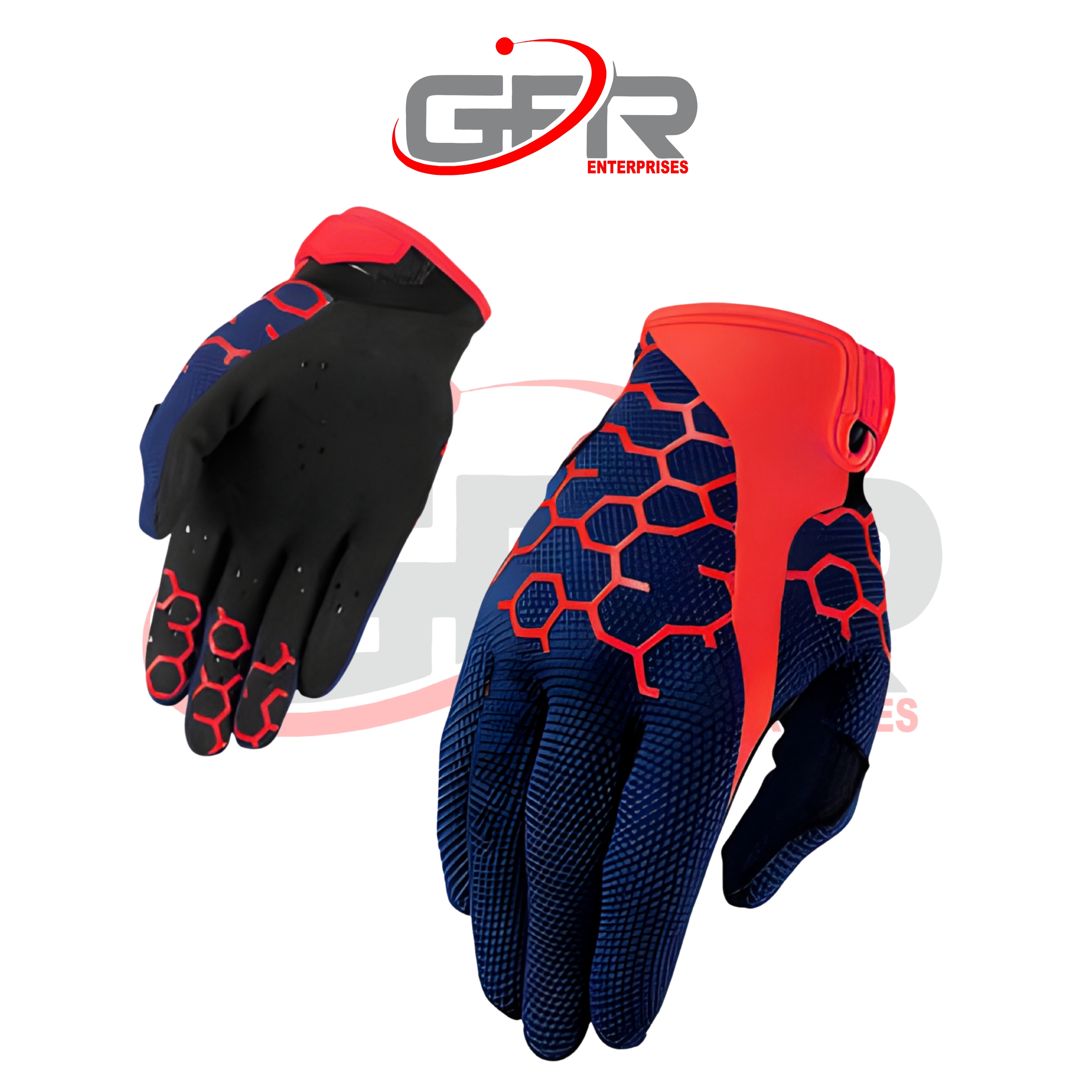 Full-finger cycling gloves with breathable mesh upper.