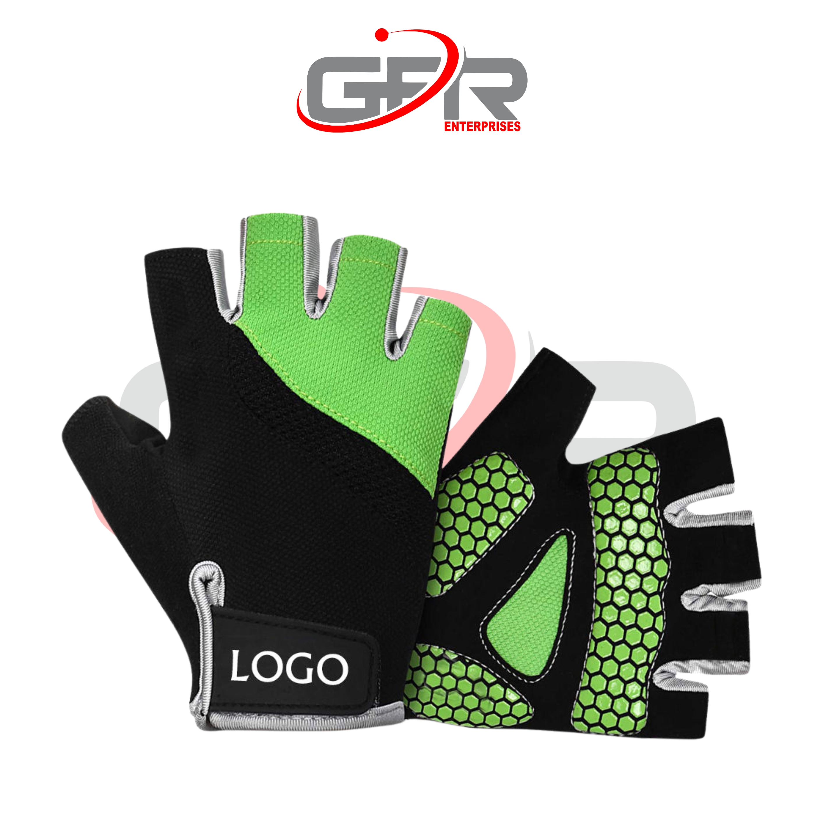Custom cycling gloves with silicone grip.