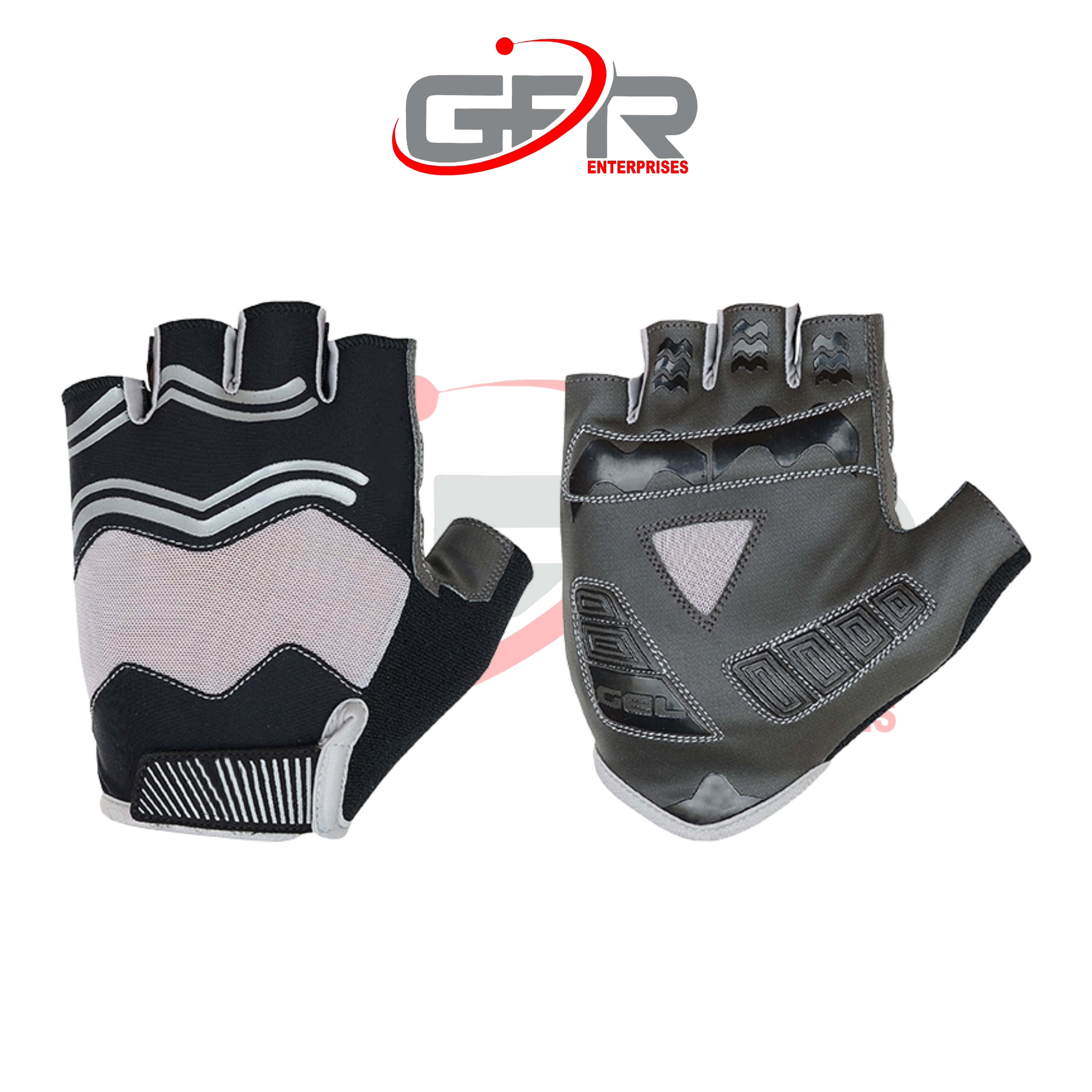 Close-up of gel palm padding on half-finger cycling gloves.