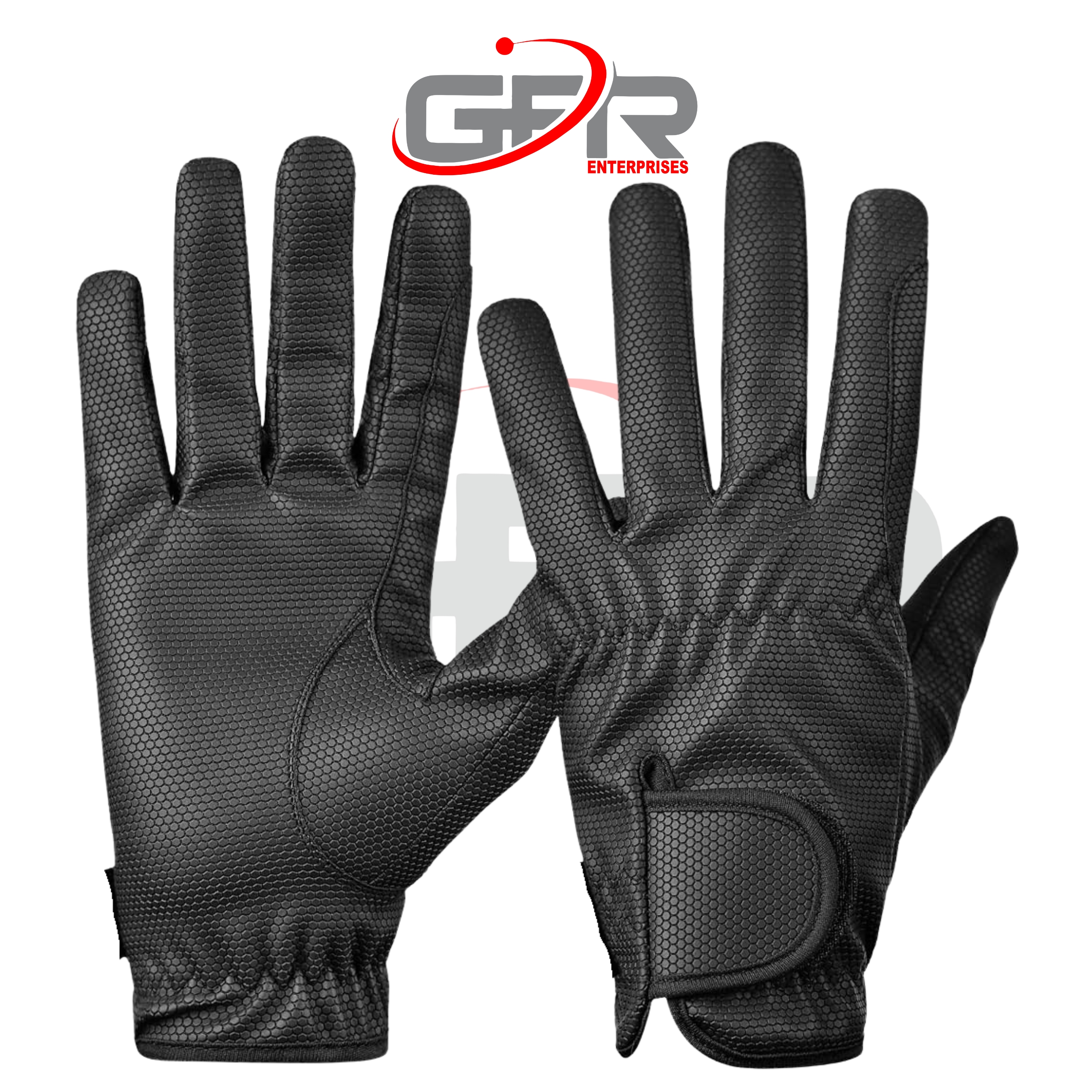 Custom silicone grip pattern on horse riding gloves