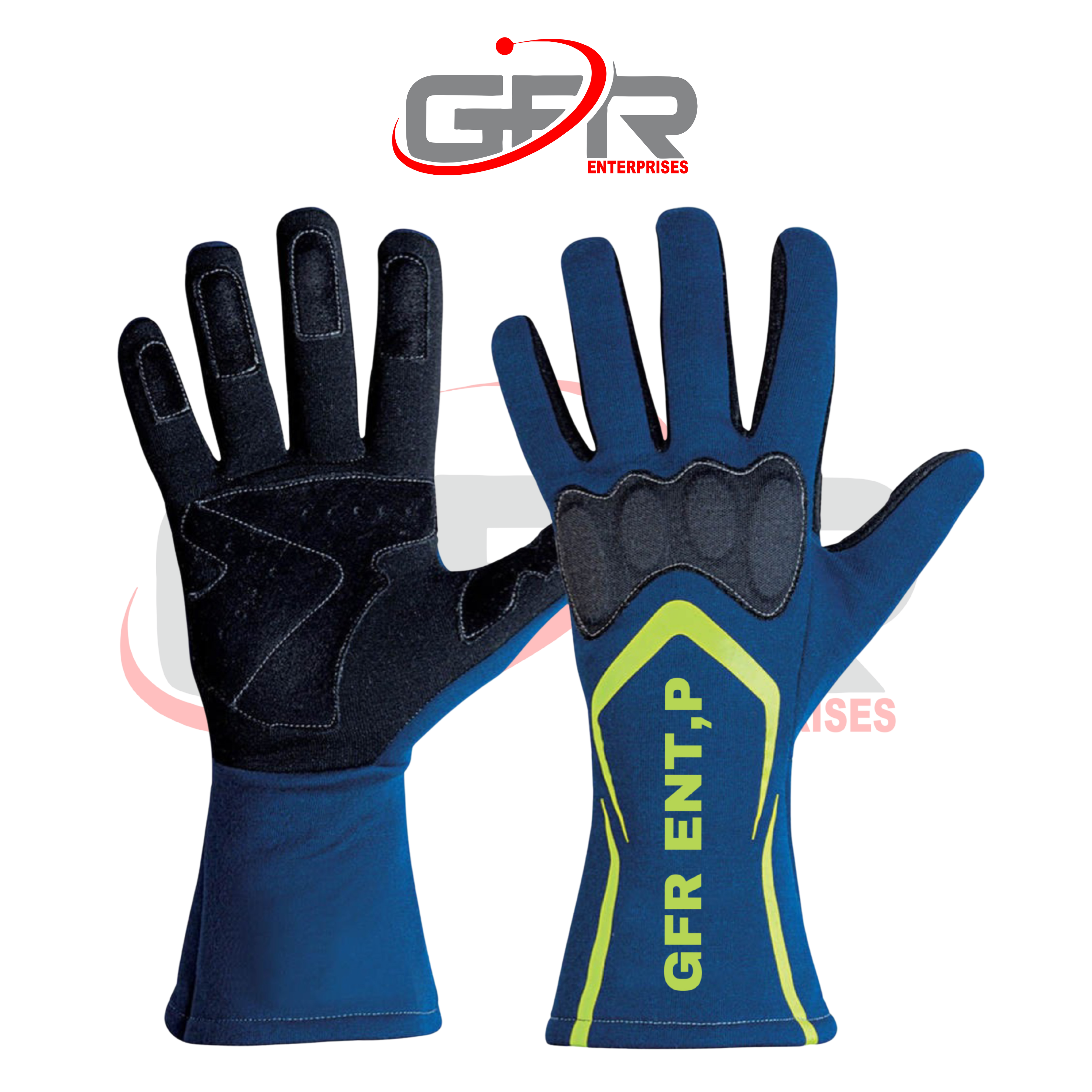 Racing gloves with silicone grip for improved steering wheel control.