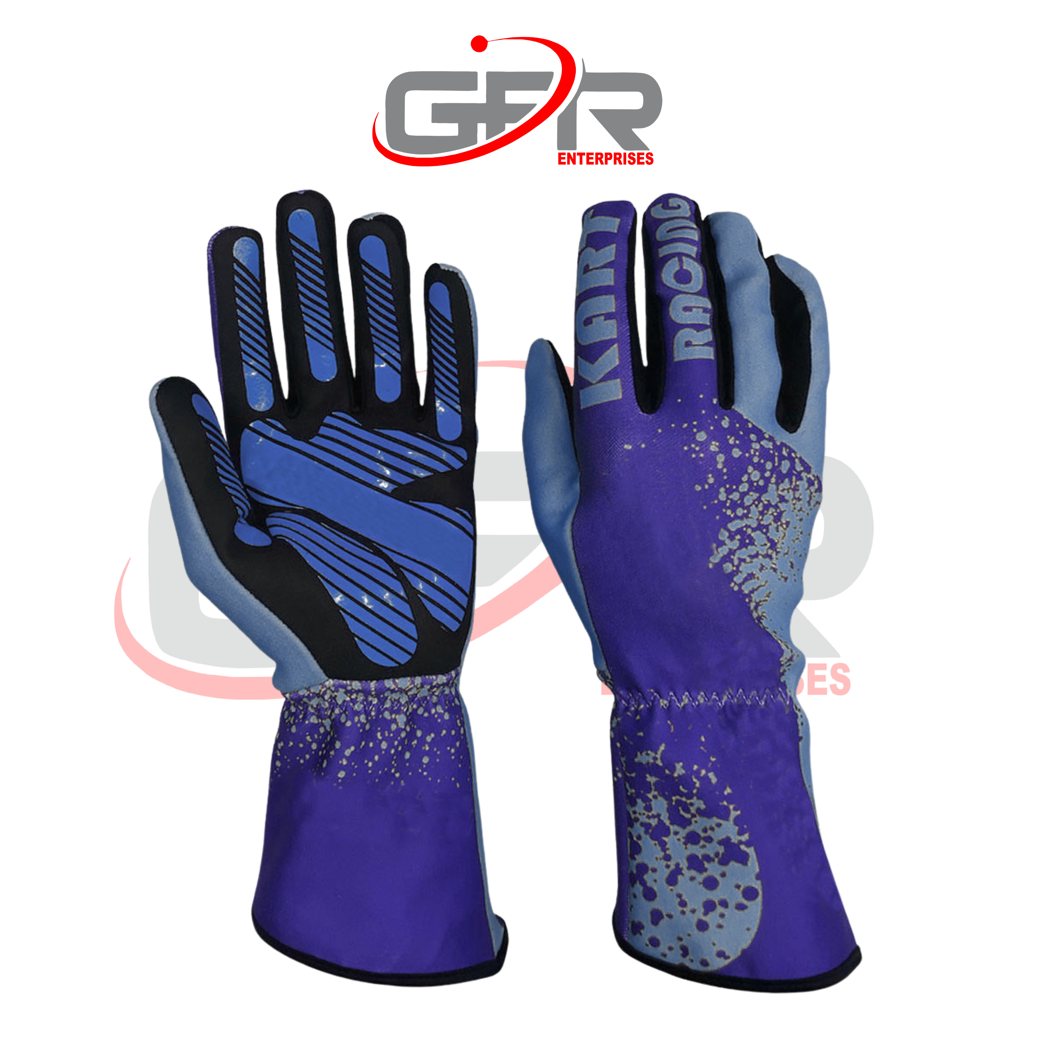 High-performance kart racing gloves manufactured by GFR Enterprises.