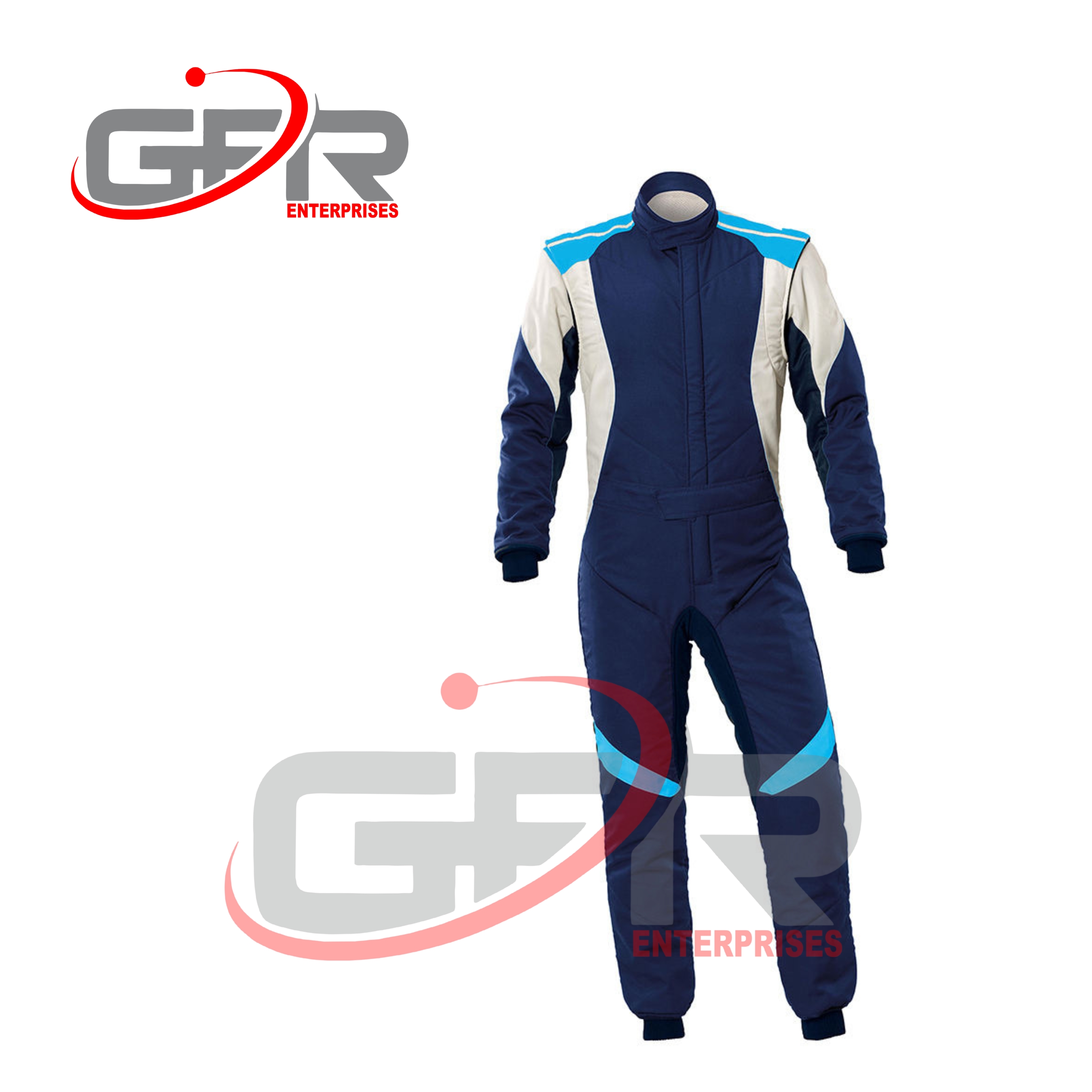 Custom karting suit sleeve and panel detailing