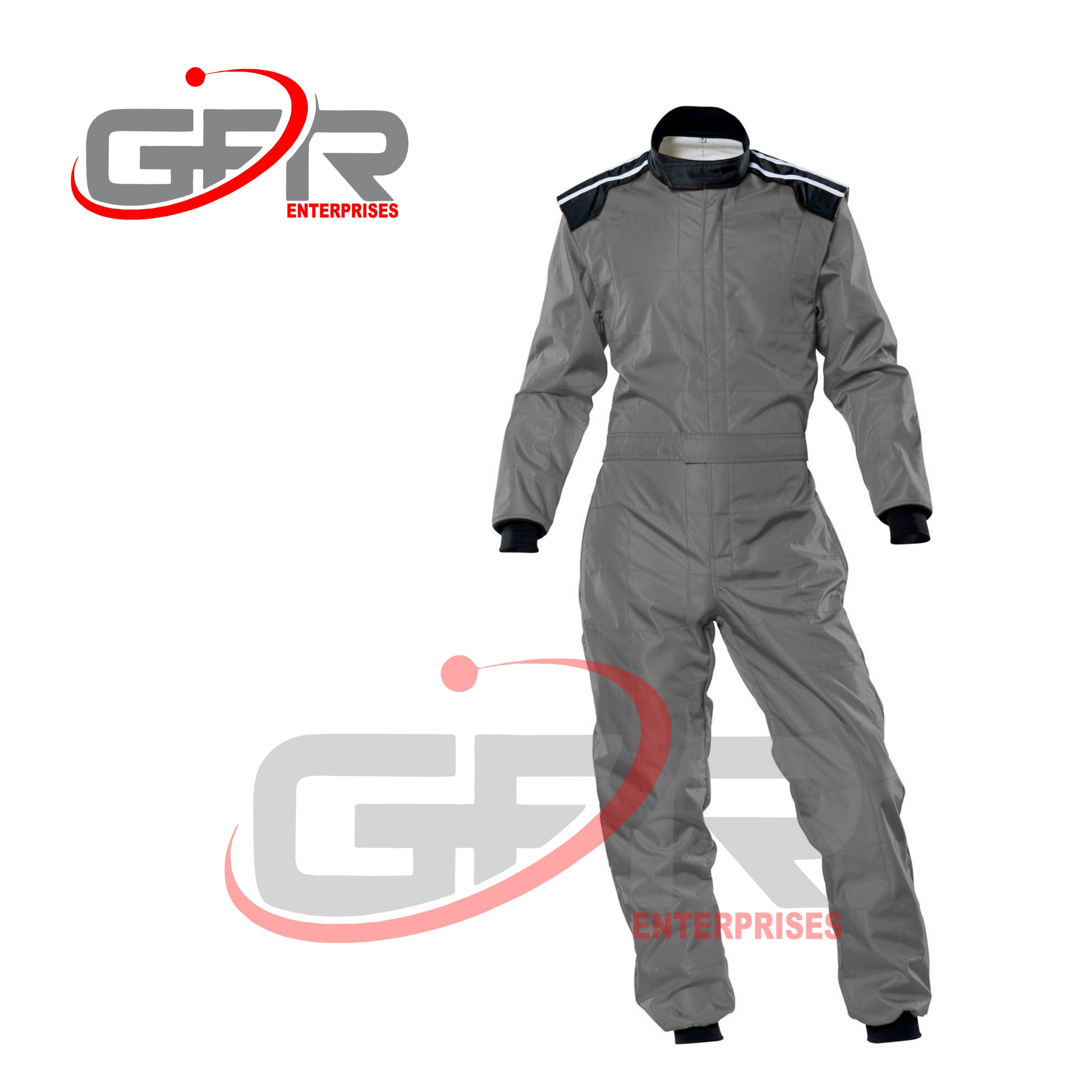 Close-up of karting suit fabric and construction