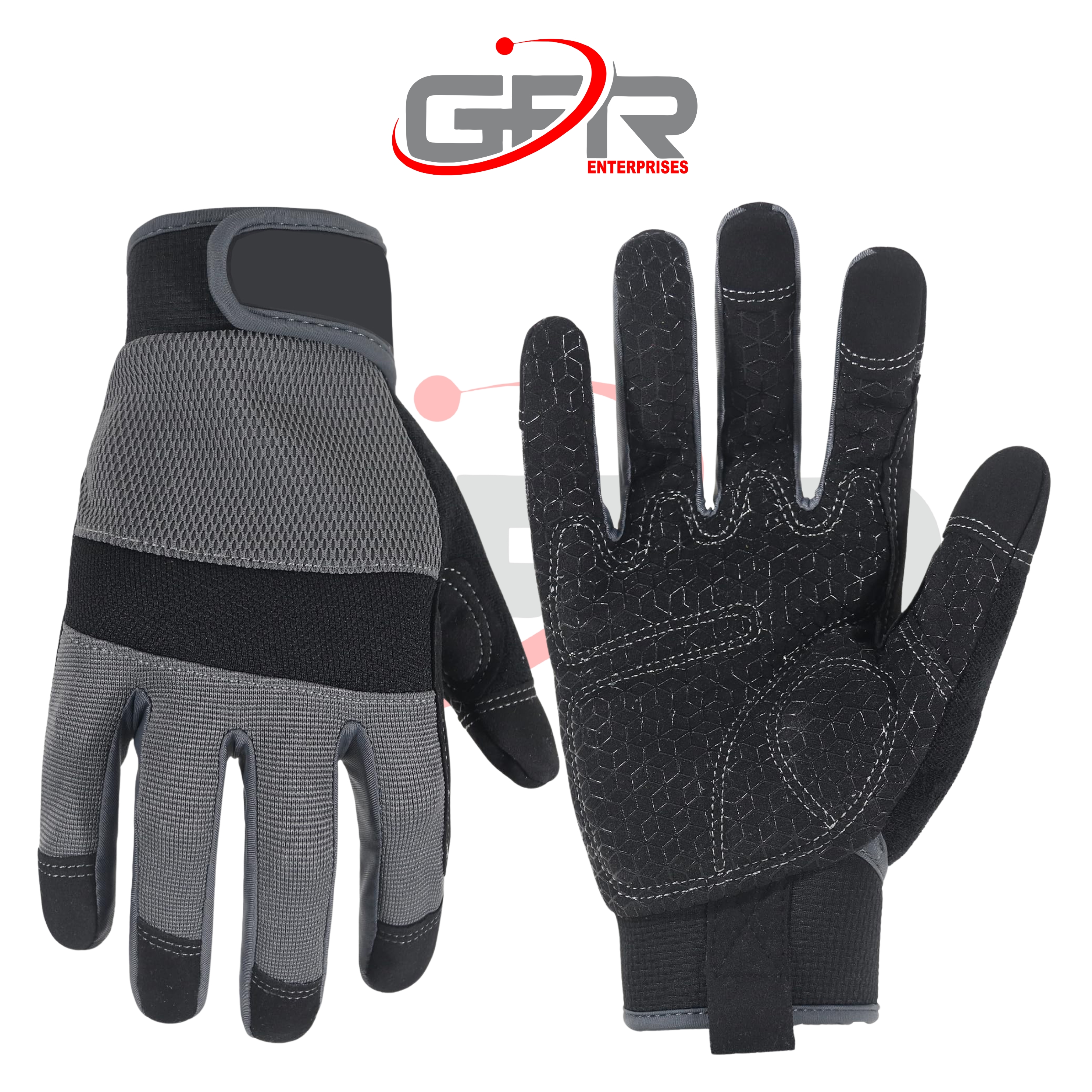 Automotive work gloves with secure grip pattern.