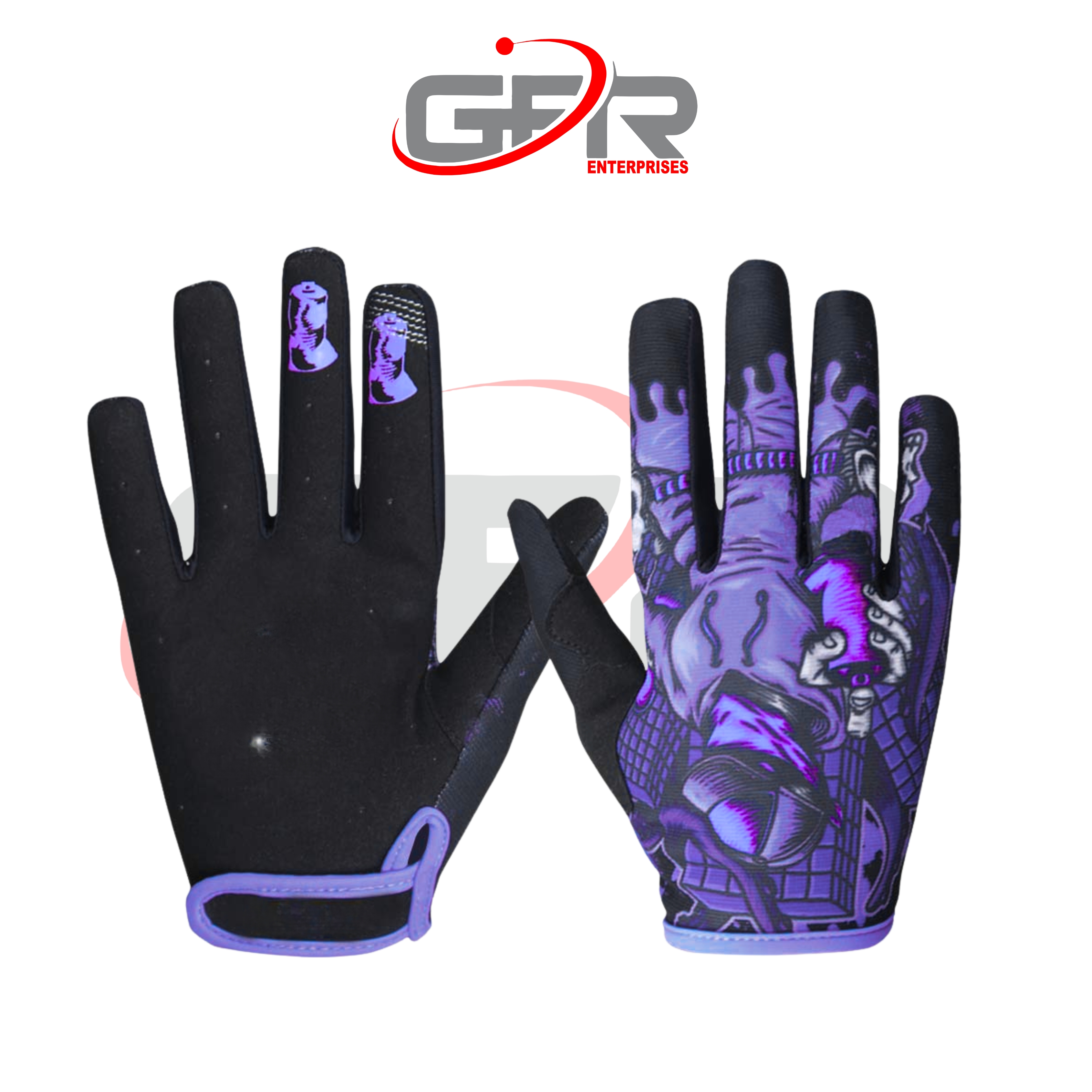 Off-road racing gloves with adjustable wrist closure.