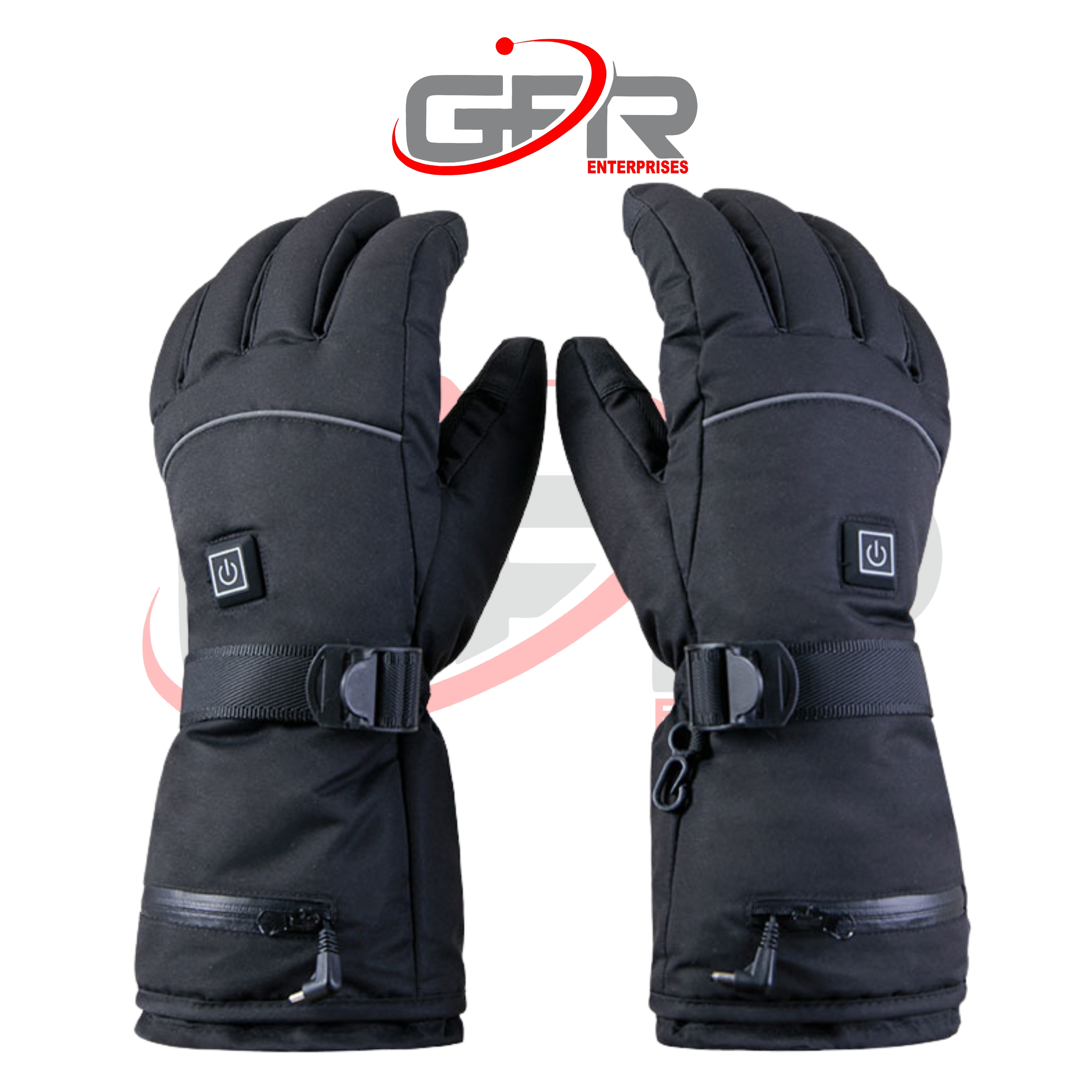 Close-up of reinforced leather palm on winter sports gloves.