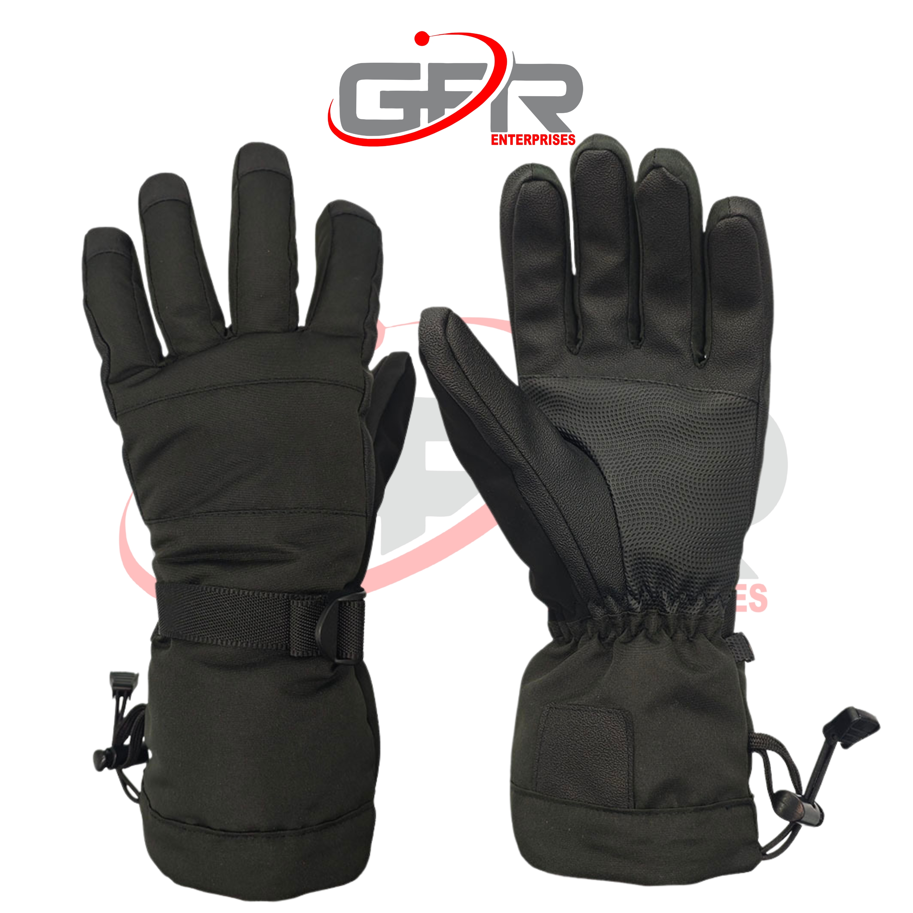 Waterproof ski gloves designed for alpine conditions.