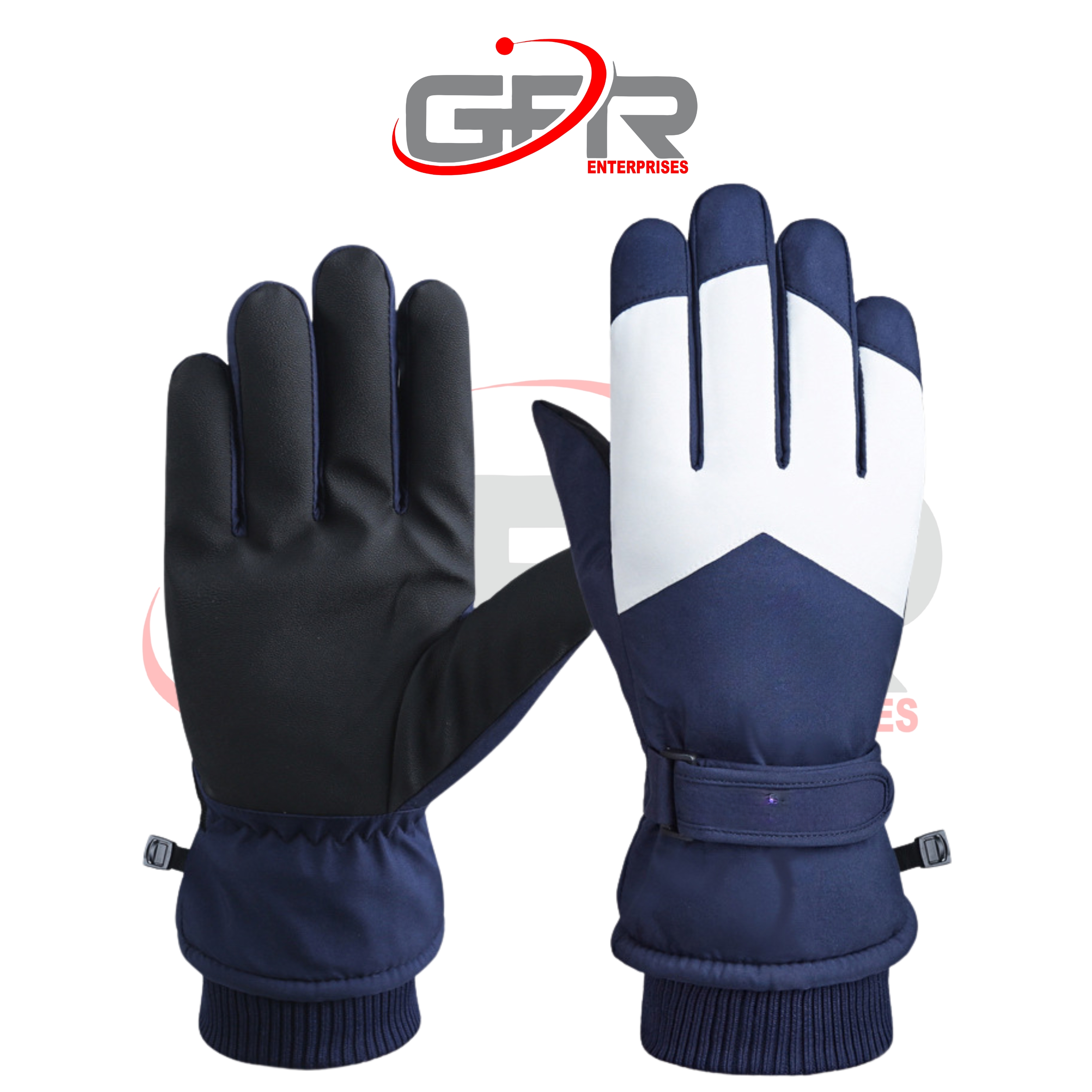 Custom ski and snowboard gloves manufactured by GFR Enterprises for OEM and private-label winter sports brands.